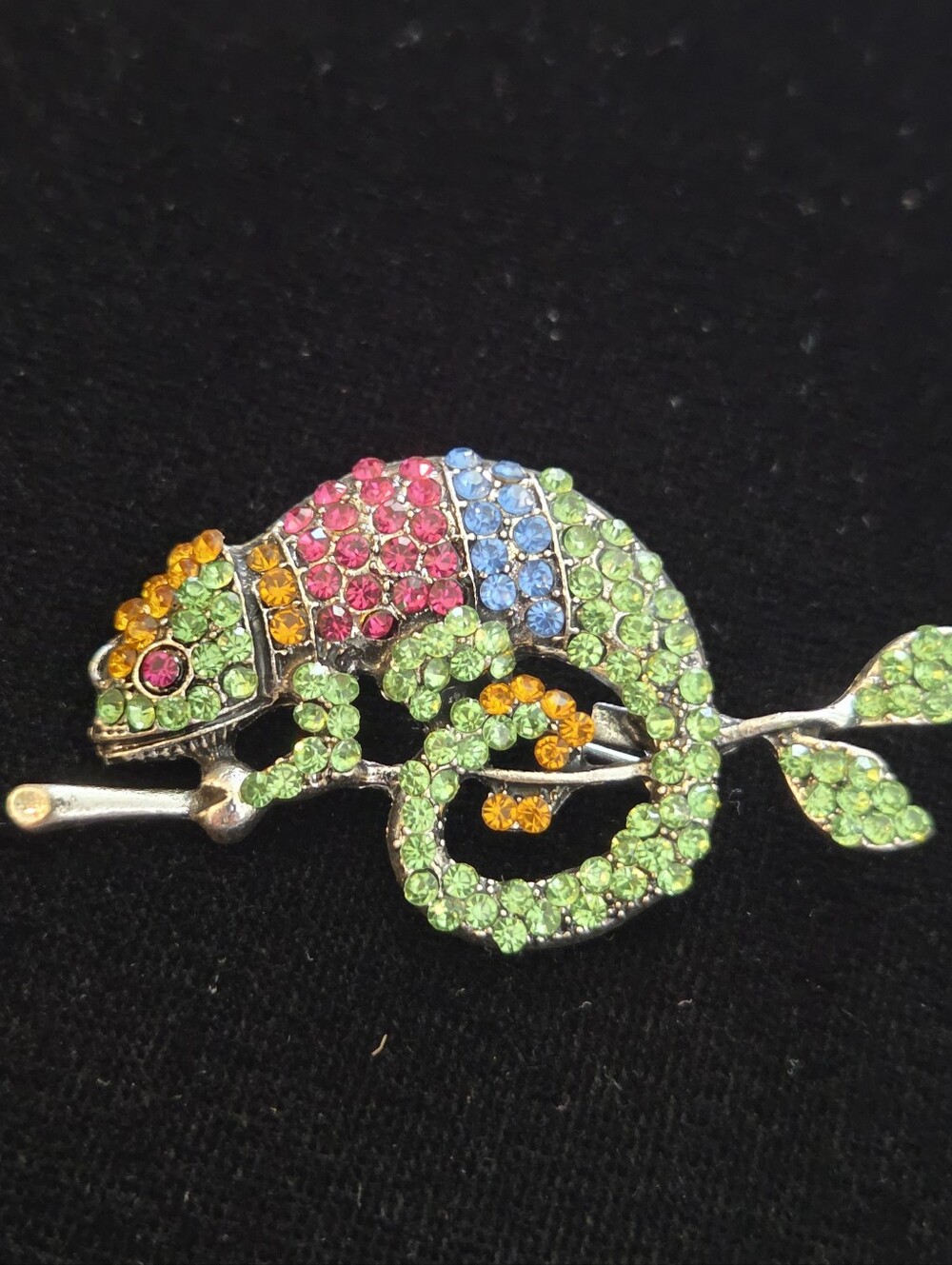 Chameleon Rhinestone Chameleon Lizard Brooch Stunner Brooch/Pendant